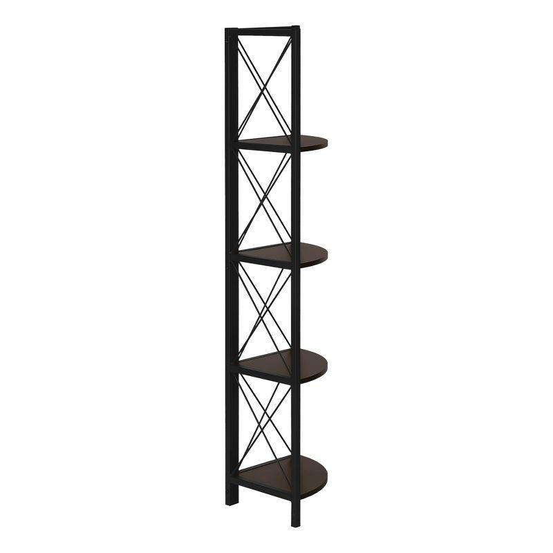 Bookshelf, Bookcase, Etagere, Corner, 4 Tier, 60"H, Office, Bedroom, Metal, Laminate