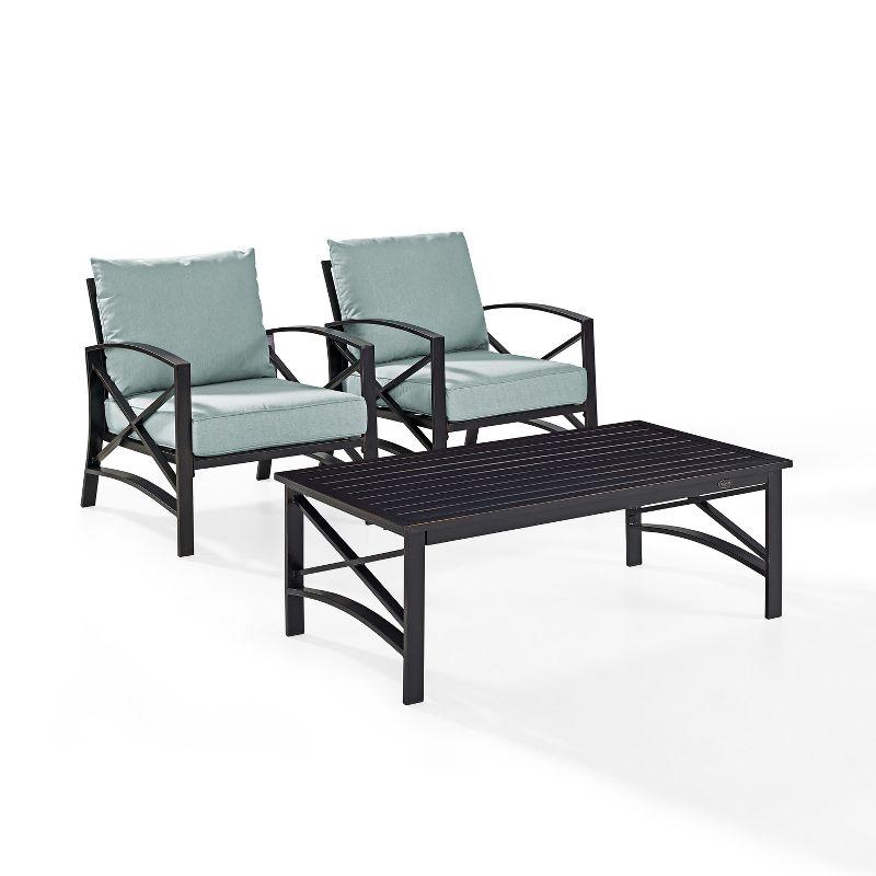 Kaplan 3-Piece Oil Bronze Outdoor Seating Set with Mist Cushions