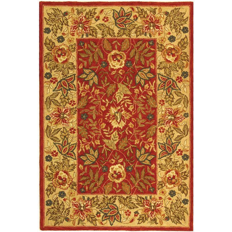 Chelsea HK140 Hand Hooked Area Rug - Red/Ivory - 3'9"x5'9" - Safavieh.