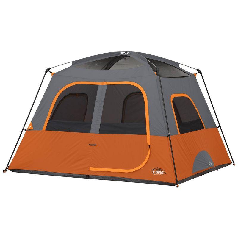 Orange 6-Person Cabin Tent with Carry Bag and Vestibule