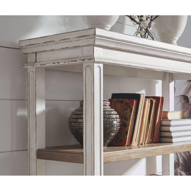 75" Realyn Bookshelf - Signature Design by Ashley: Cottage Style, Antiqued Two-Tone Finish, Open Shelves