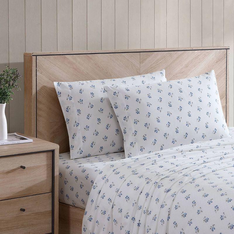 Sketchy 200 Thread Count Floral 100% Cotton Percale Sheet Set