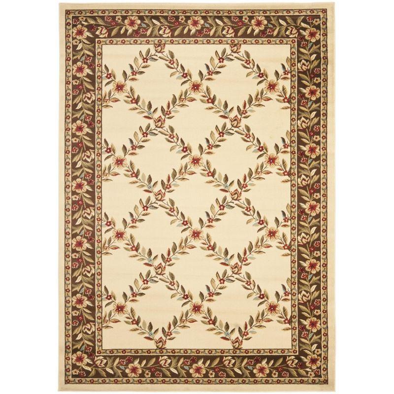 Lyndhurst LNH557 Power Loomed Area Rug - Ivory/Brown - 5'3"x7'6" - Safavieh