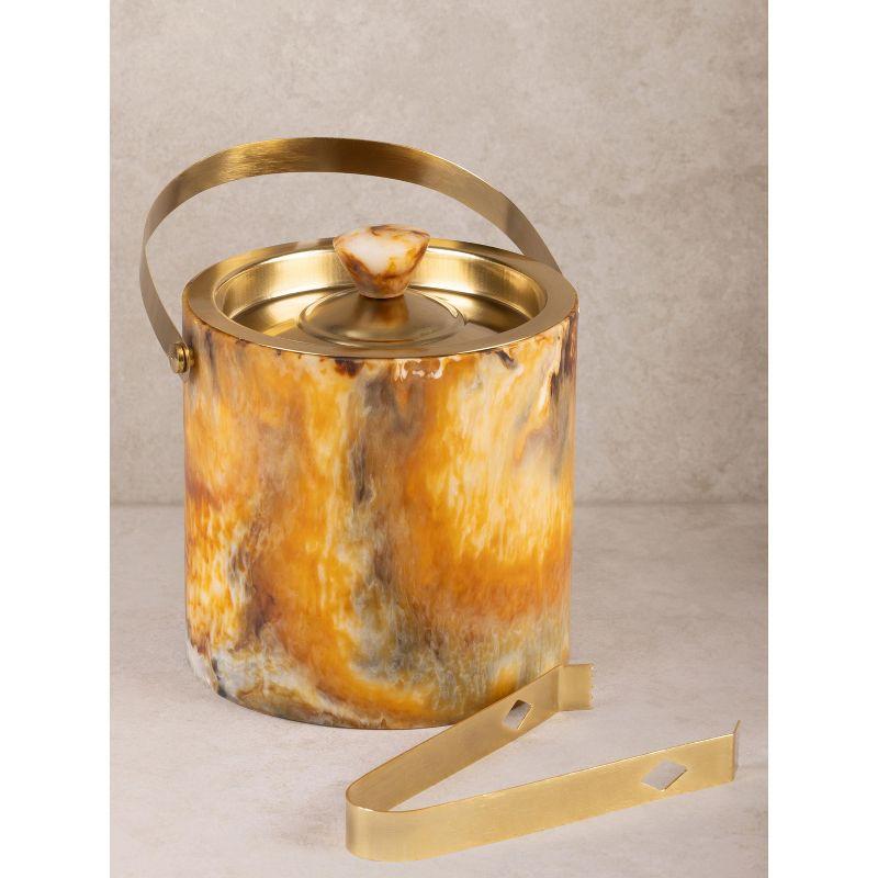 Kampai 7" Resin Ice Bucket with Gold Tongs