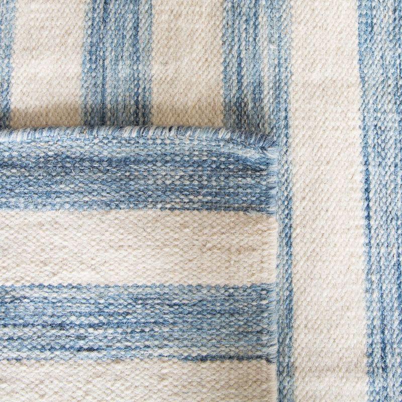 Dhurries DHU575 Hand Woven Flat Weave Area Rug Blue / Ivory 6' X 6'  - Safavieh.