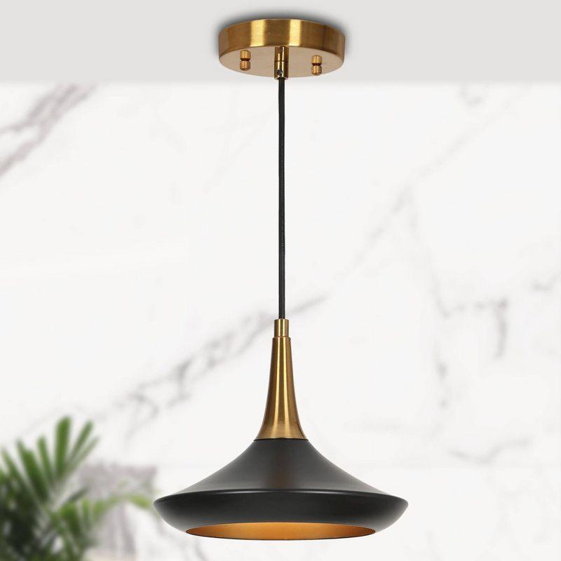 LNC Phapricornus Matte Black and Polished Gold Linear LED Kitchen Island Light