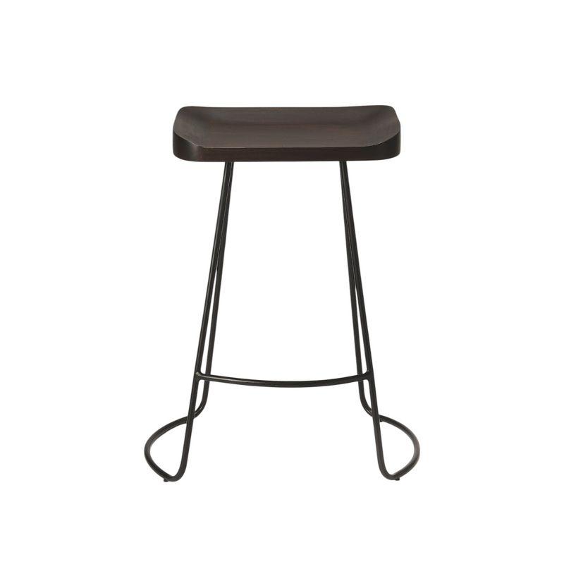 HomeRoots 26" Dark Brown And Black Iron Backless Counter Height Bar Chair