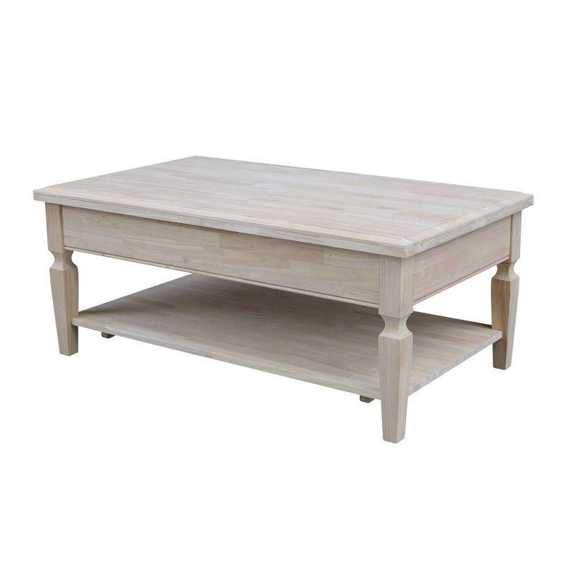 Vista 56" Unfinished Parawood Rectangular Coffee Table with Storage