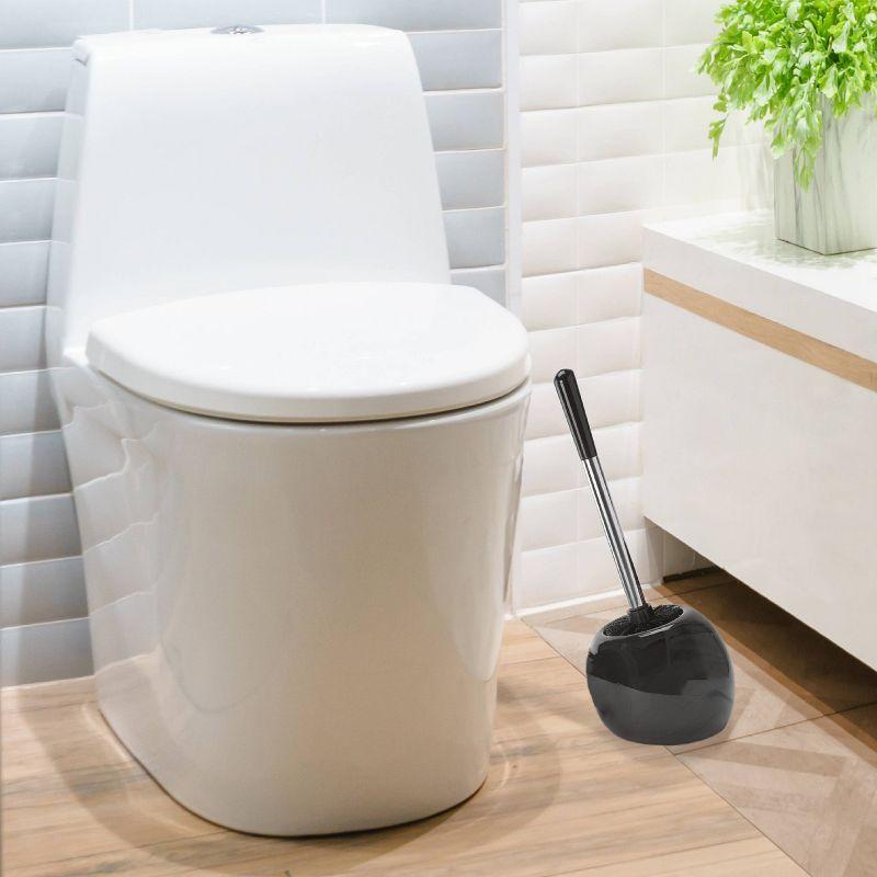 Black Ceramic Dome Toilet Brush and Holder Set