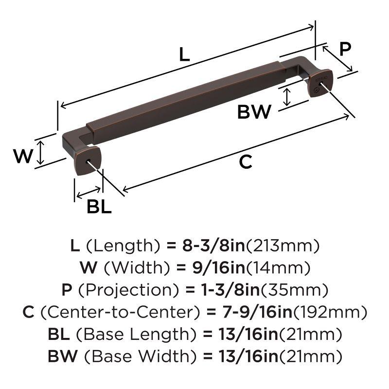 Amerock Stature 7-9/16 inch (192mm) Center-to-Center Oil-Rubbed Bronze Cabinet Pull
