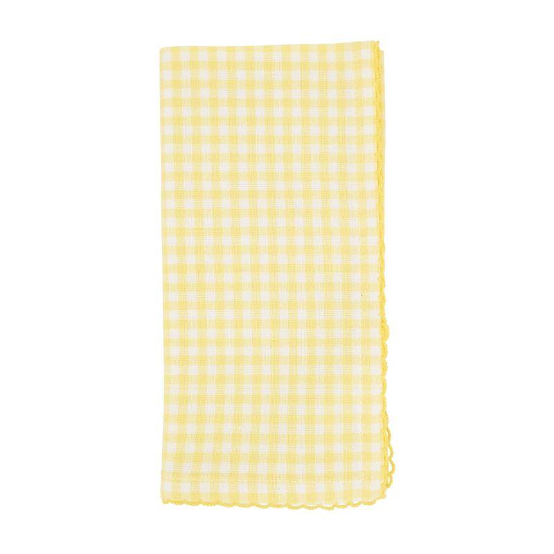 Saro Lifestyle Table Napkins With Gingham Design, Yellow, (Set of 4 pcs)