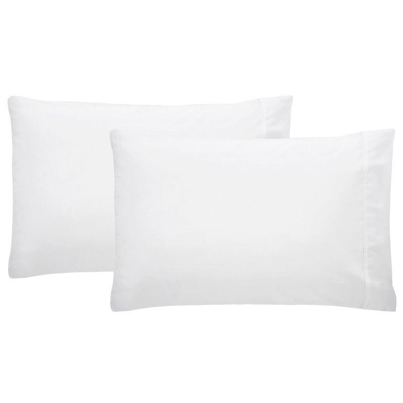 King Size White Cotton Sateen Pillowcases Set