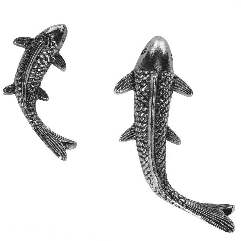 Antique Nickel Koi Fish Wall Sculpture Set