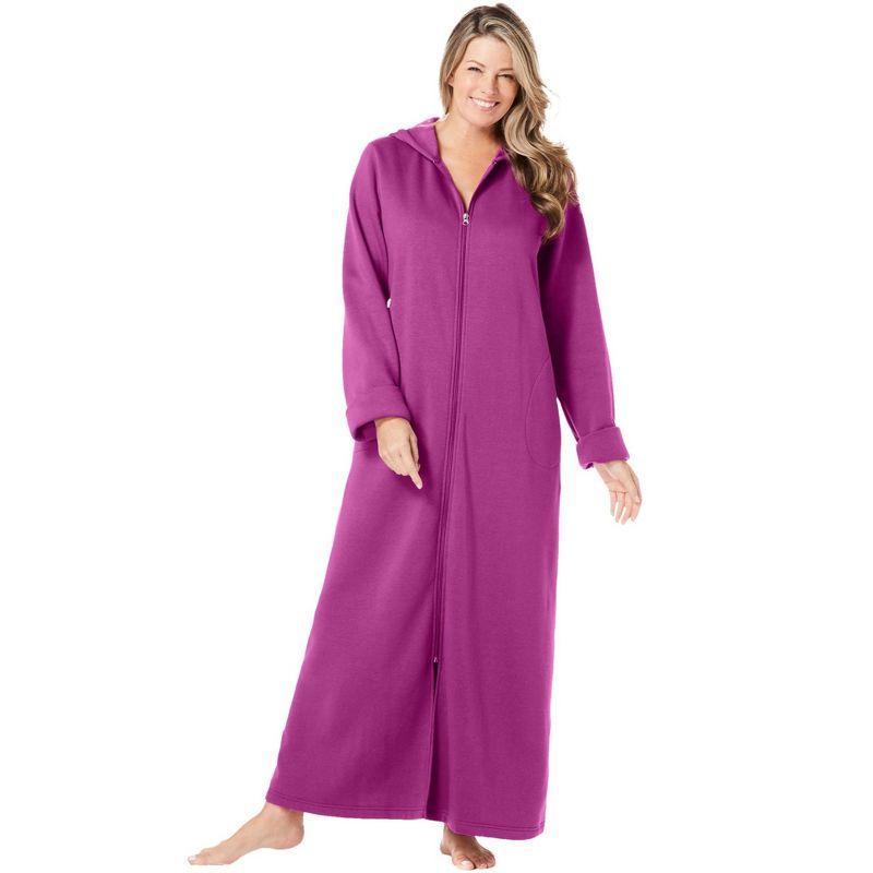 Rich Magenta Long Hooded Fleece Sweatshirt Robe