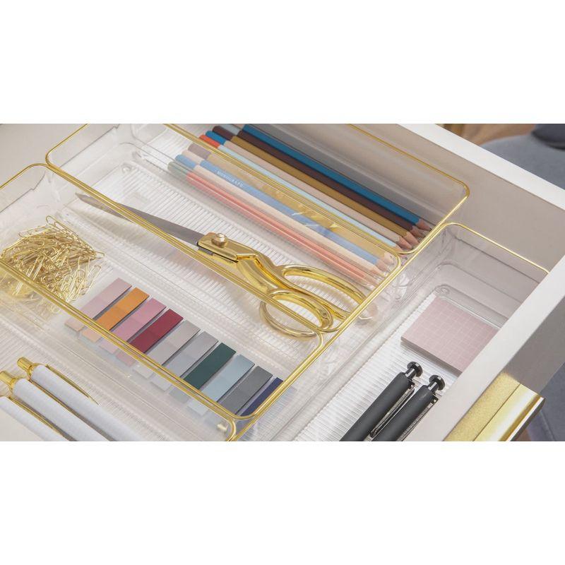 Thomas Martha Stewart Plastic Stackable Office Desk Drawer Organizers with Metallic Trim, 12" x 3"