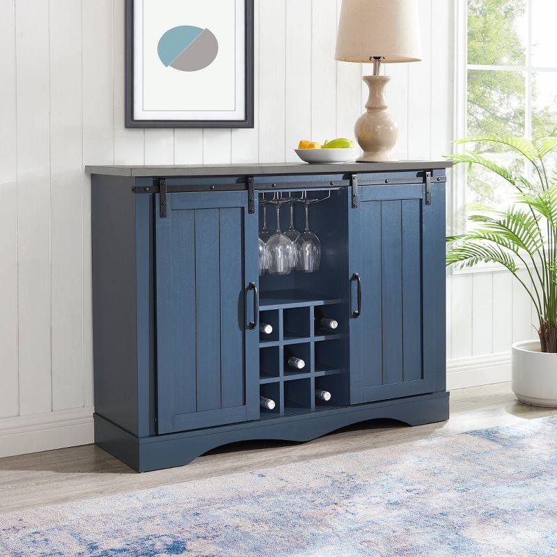 47" Wine Bar Cabinet Navy - Home Essentials