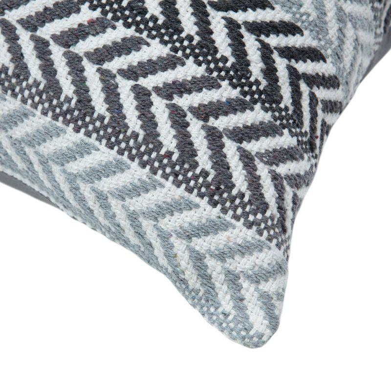 Chanasya Jacquard Cotton Arrow Stripe Pattern Square Throw Pillow Cover - 2-Piece Set - 20" x 20” - White