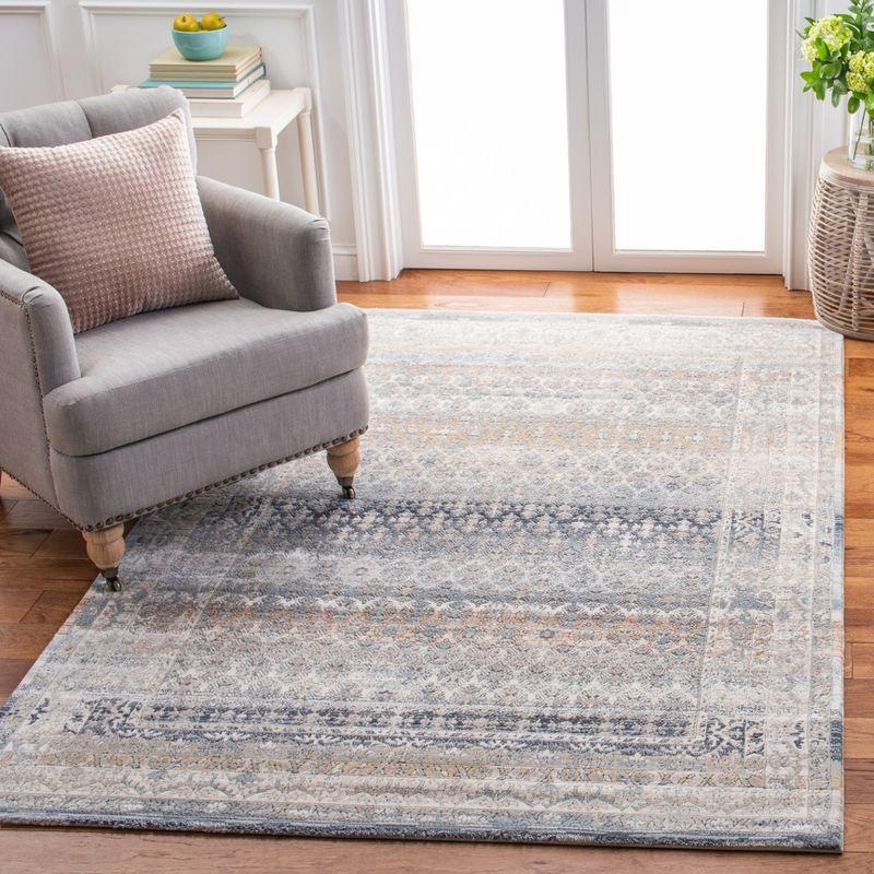 Gray and Cream Hand-Knotted Wool Area Rug, 4' x 6'