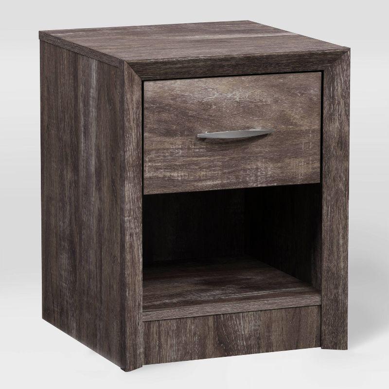 Newport Brown-Washed Oak Mid-Century Modern Nightstand with Drawer