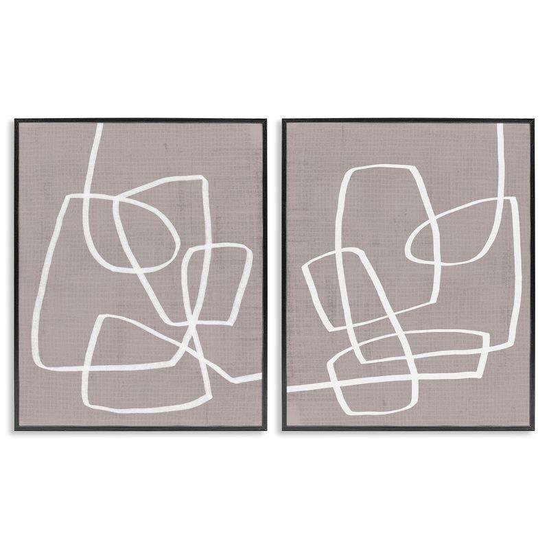 Minimalist Abstract Gray and White Canvas Wall Art Set