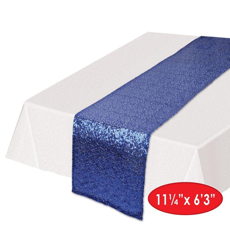 Beistle Sequined Table Runner, 11.25" x 6' 3", (1/Pkg) Blue