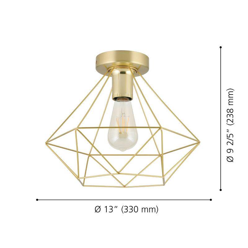 Tarbes Geometric Ceiling Light Brushed Brass Finish - EGLO: Vintage Edison Bulb Compatible, ETL Listed