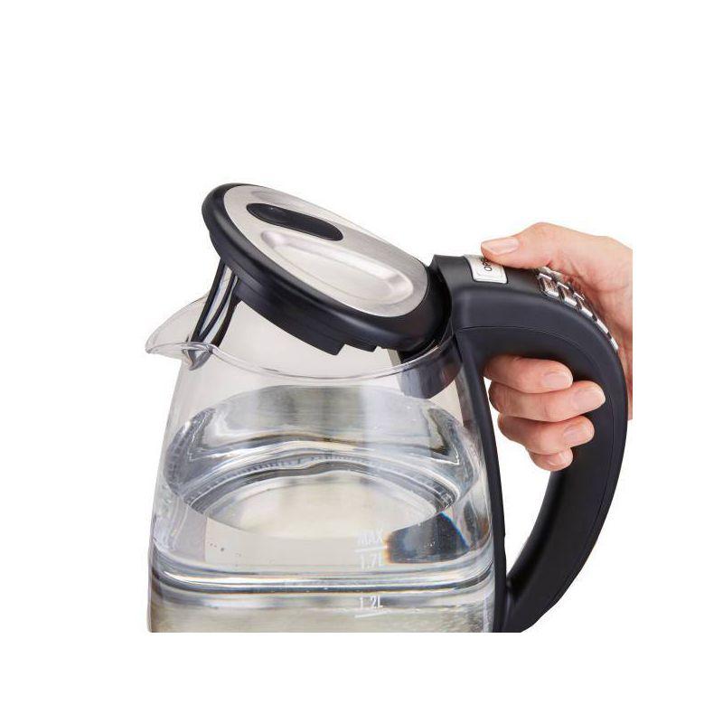 Hamilton Beach 1.7L Glass Variable Temp Kettle 40941R: Electric Tea Maker, 1500W, Hand Wash, Silver, Plastic Handle & Lid