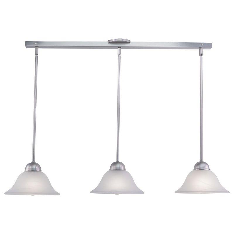 Sophisticated Brushed Nickel Linear Chandelier with Alabaster Glass Shades