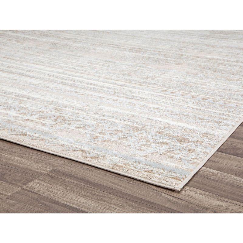 Rugs America Leopold LX10B Misty Cream Transitional Cream Area Rug for Dining Room Rug Neutral Rug Living Room Rug Kitchen, 5'3"x7'