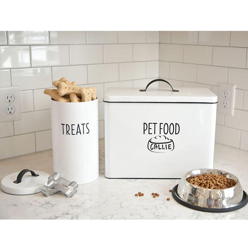 Outshine Co Outshine White Farmhouse Dog Food Bin Storage Container Cute Pet Food And Treat Canister With Lid & Reviews | Wayfair