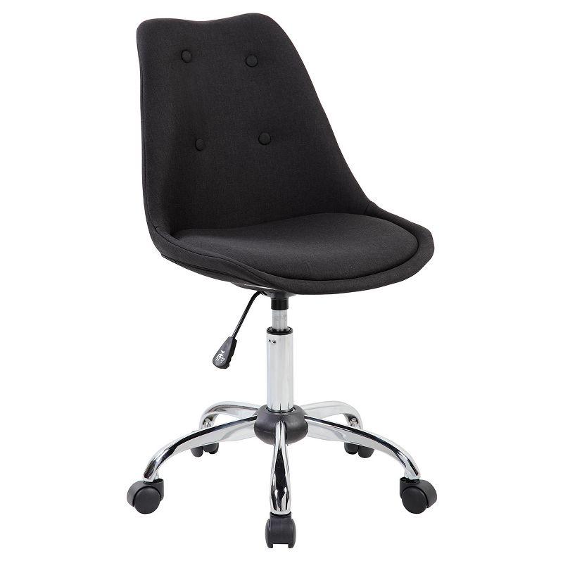 Elegant Black Fabric Swivel Task Chair with Tufted Design