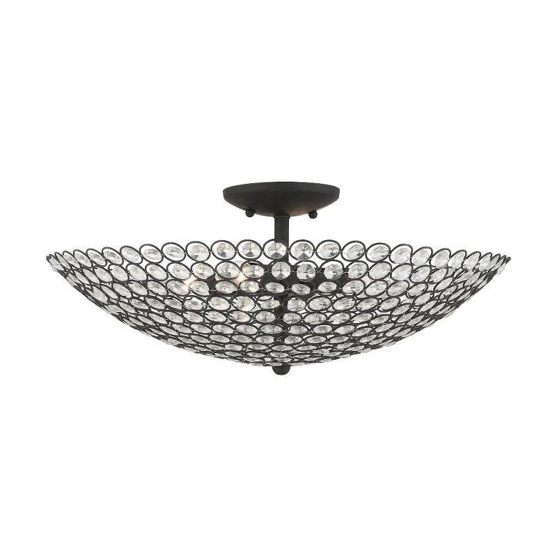 Cassandra Crystal Bowl 4-Light Black Semi-Flush Mount