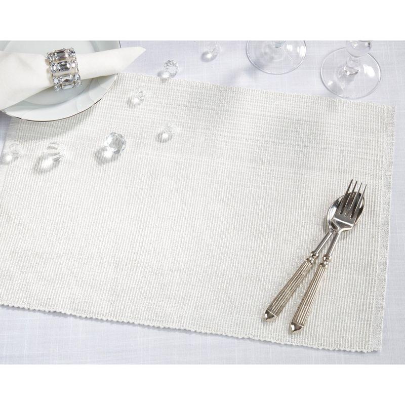 Saro Lifestyle Shimmering Design Ribbed Placemat (Set of 4 pcs), 13"x19", White