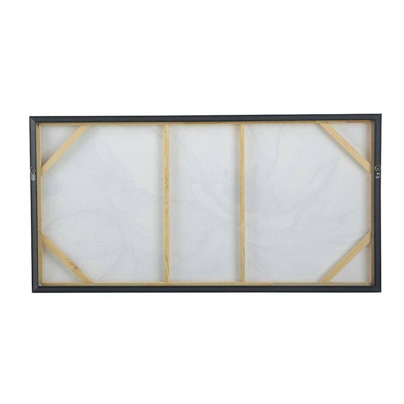 A&B Home Blooming Floral Framed Hand-Painted Wall Art - 24.5"W X 48"H X 2“L - Black Frame - Cream/Gray