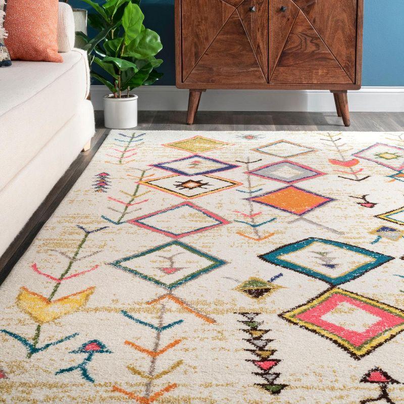 Reversible Moroccan-Inspired 4' x 6' Multicolor Synthetic Rug