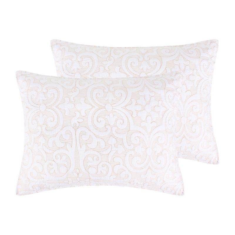 Sherbourne White and Taupe Quilted King Sham Set