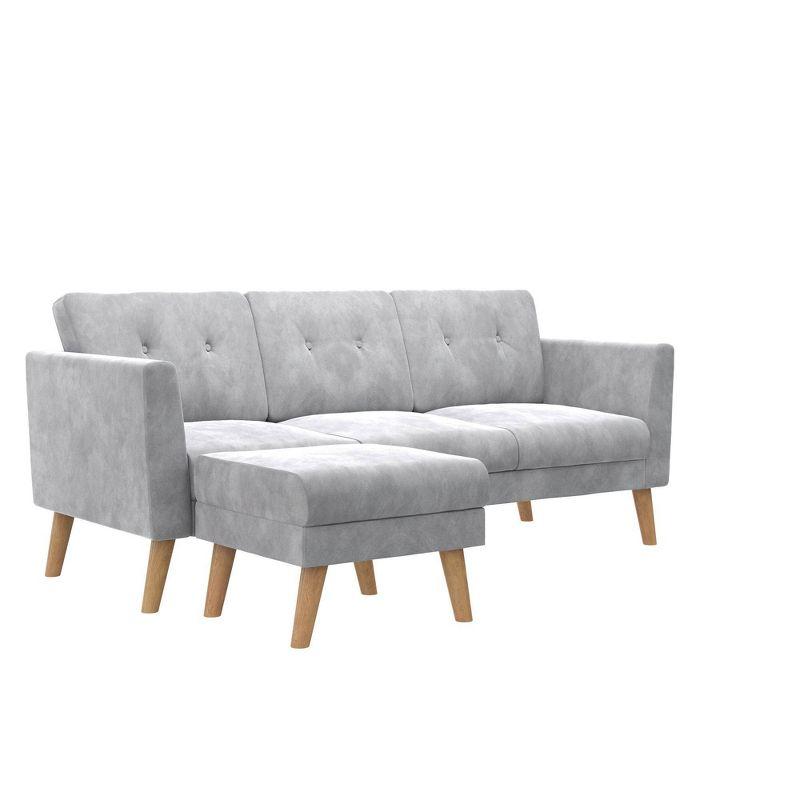 Gloria 75.5'' Wide Velvet Reversible Sofa & Chaise with Ottoman