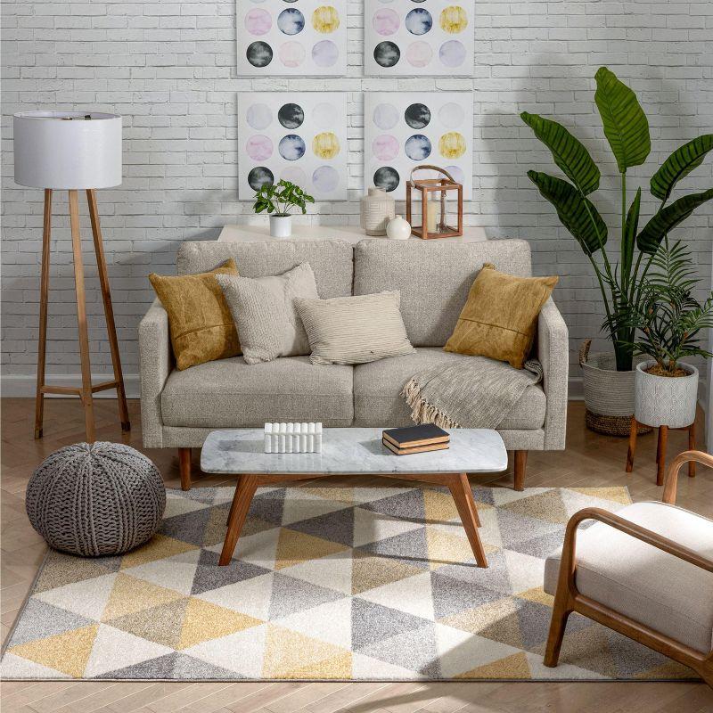 Isometry Modern Geometric Triangle Soft Area Rug