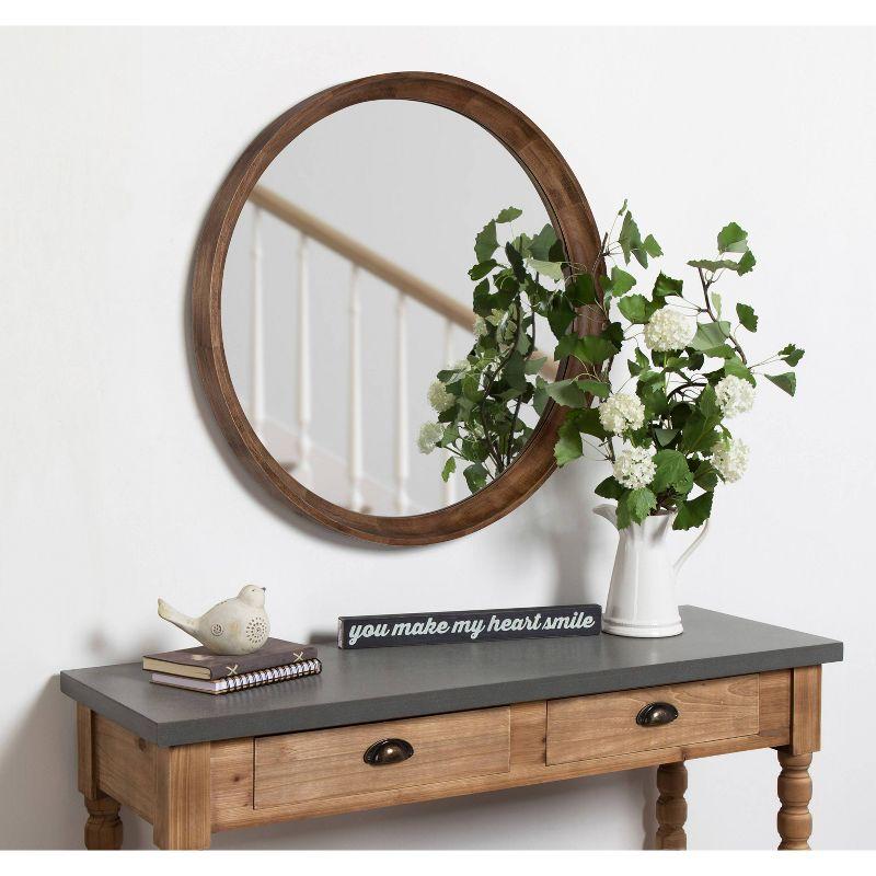 30" Colfax Round Wall Mirror Natural - Kate & Laurel All Things Decor: Rustic Boho Chic, Wood Frame