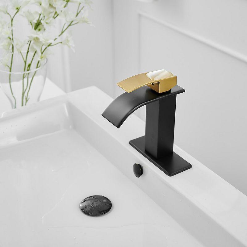 BWE Waterfall Single Handle Single Hole Low-Arc Bath Faucet Bathroom Drip-Free Vanity Sink Faucet