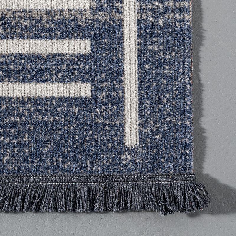 Reversible Tribal-Inspired Flatwoven Blue Runner Rug, 2'6" x 10'