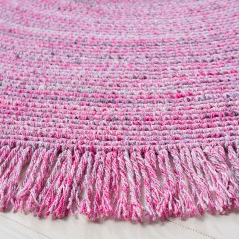 Braided BRD275 Hand Braided Area Rug - Pink/Ivory - 4' round - Safavieh.