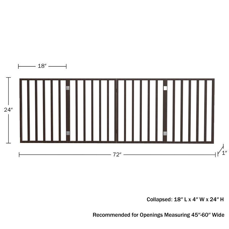 Indoor Pet Gate - 4-Panel Folding Dog Gate for Stairs or Doorways - 72x24-Inch Freestanding Pet Fence for Cats and Dogs by PETMAKER (Brown)