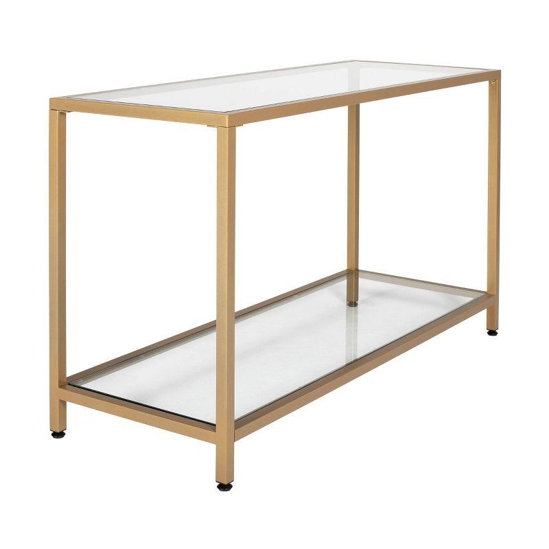 47" Camber Modern Glass Console Table Gold - Studio Designs Home: Mid-Century Style, Steel Frame, Tempered Top