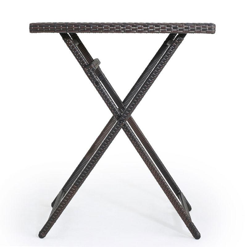 Margarita Square Wicker Bar Table Brown - Christopher Knight Home: Weather-Resistant, Iron Frame Patio Dining