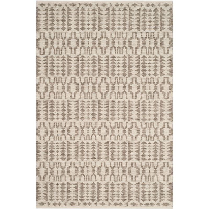 Nomadic Essence Hand-Woven Gray Geometric Wool Area Rug 4' x 6'