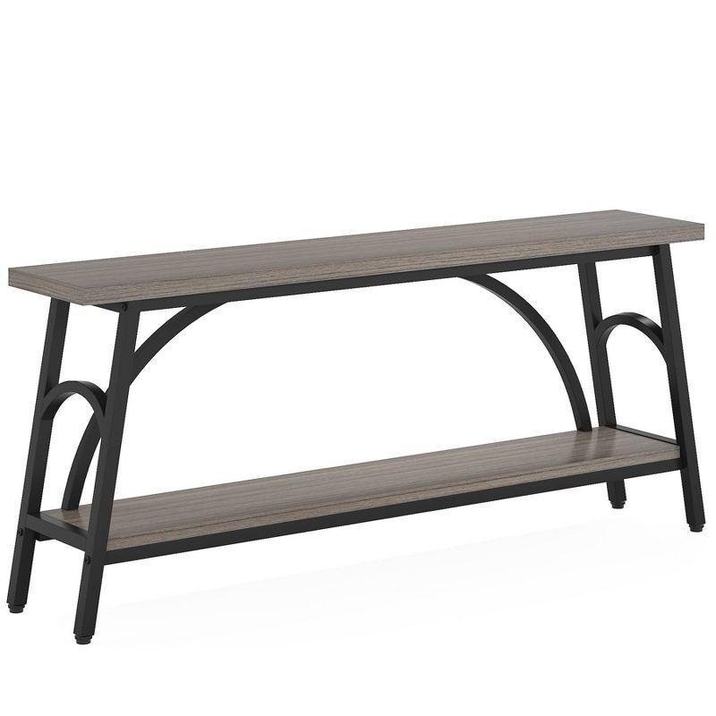 Tribesigns 70.8 inches 2-Tier TV Stand Extra Long Sofa Console Tables, Grey and Black