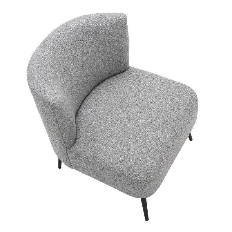 Fran Contemporary Upholstered Slipper Chair: Padded, Metal Legs, Faux Shearling - LumiSource