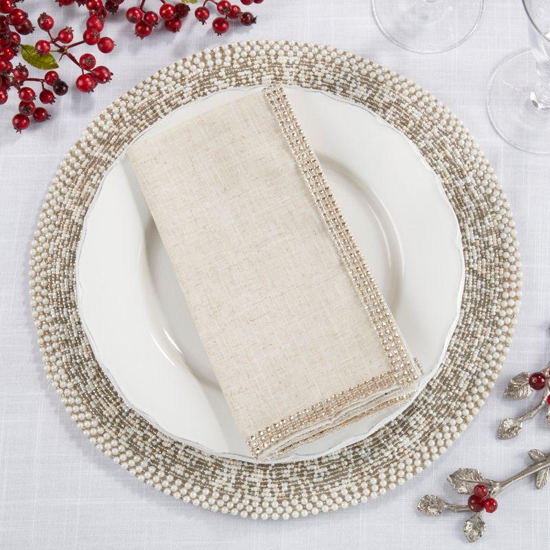 Saro Lifestyle Beautiful Table Napkins With Stylish Studded Borders (Set of 4)