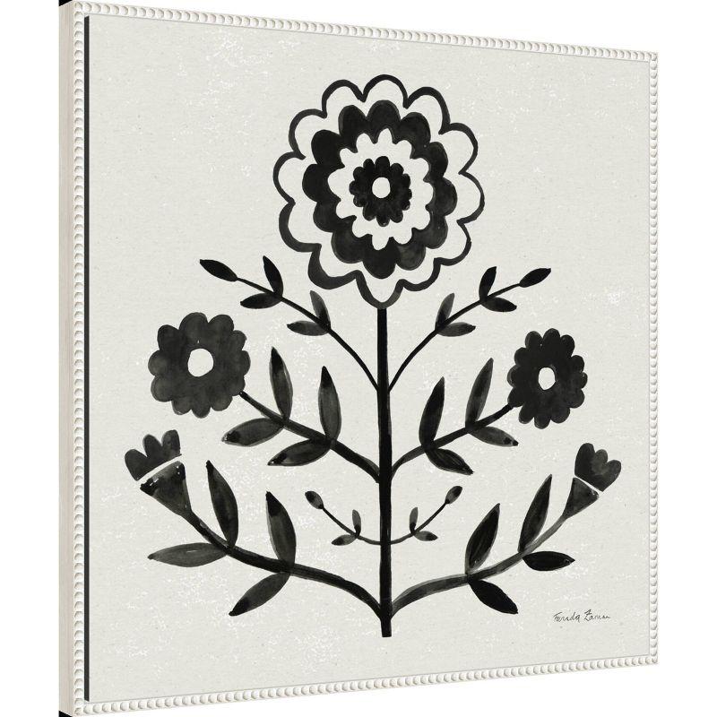 30"x30" Black and White Botanic-Inspired Framed Canvas Wall Art